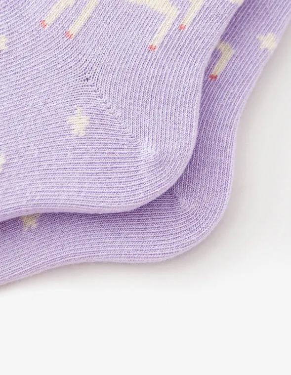 3 Pack Kids' Socks | Cotton | Purple Unicorn