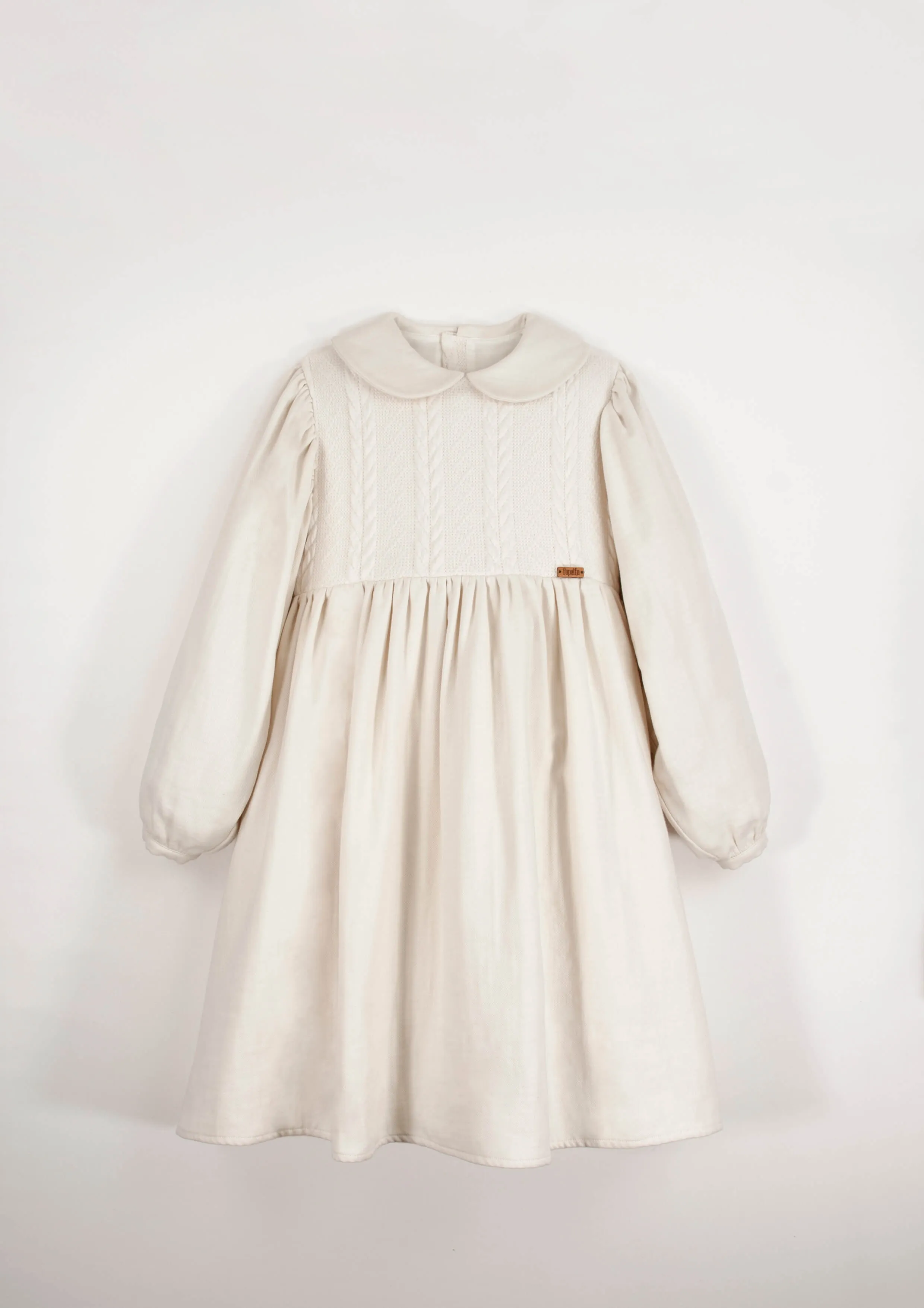 31.1-OFF WHITE TWO TONE DRESS W/BABY COLLAR