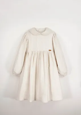 31.1-OFF WHITE TWO TONE DRESS W/BABY COLLAR