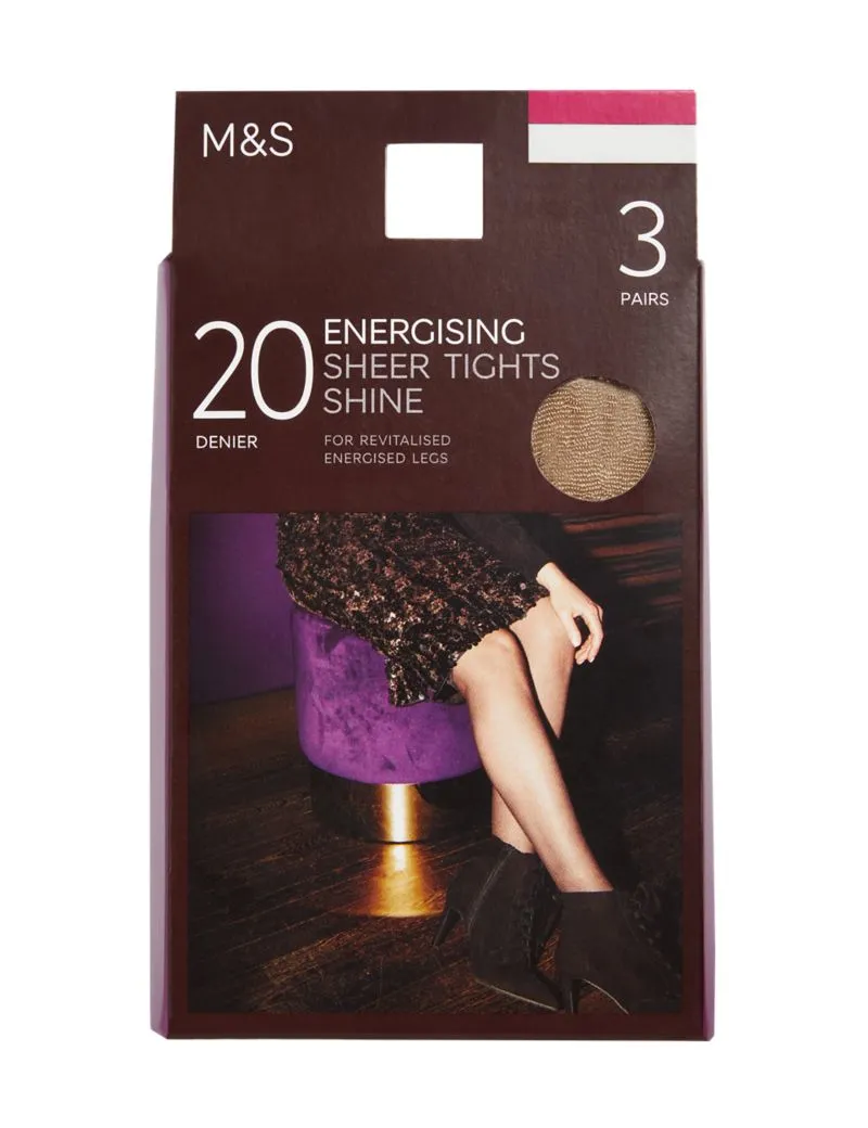 3pk 20 Denier Energising Sheer Tights