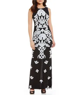 Adrianna Papell - AP1E200676 Embroidered Bateau Sheath Dress