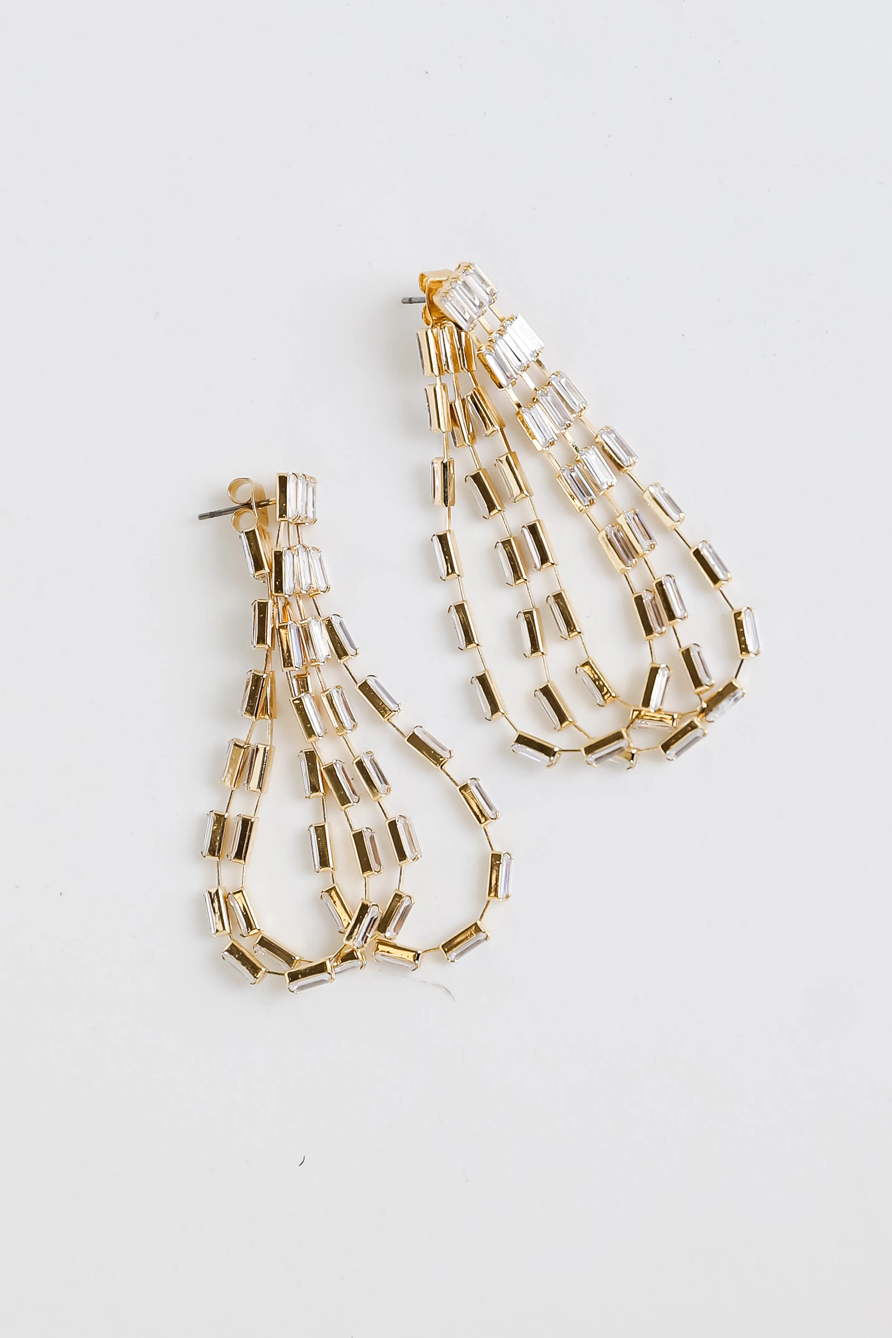 Alexis Gold Rhinestone Teardrop Hoop Earrings