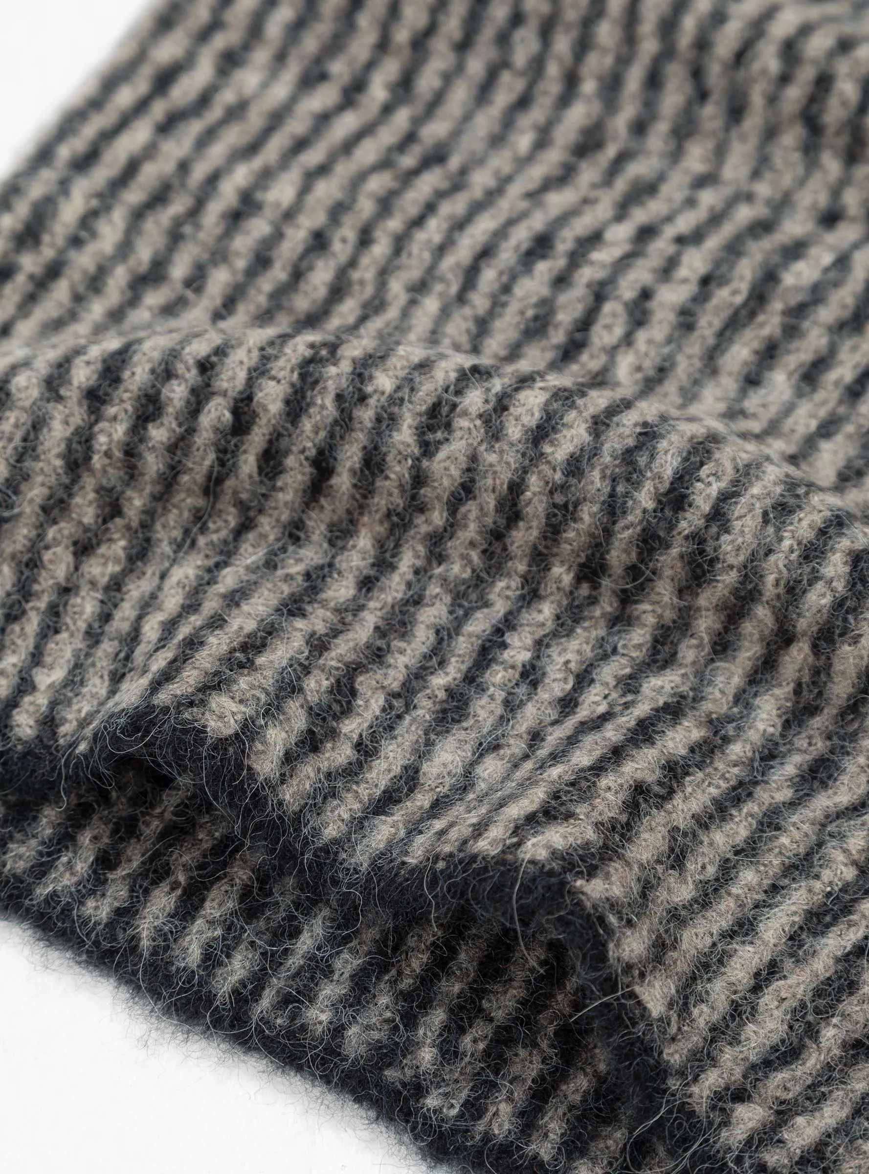 Alpaca Ring Scarf Grey Stripe