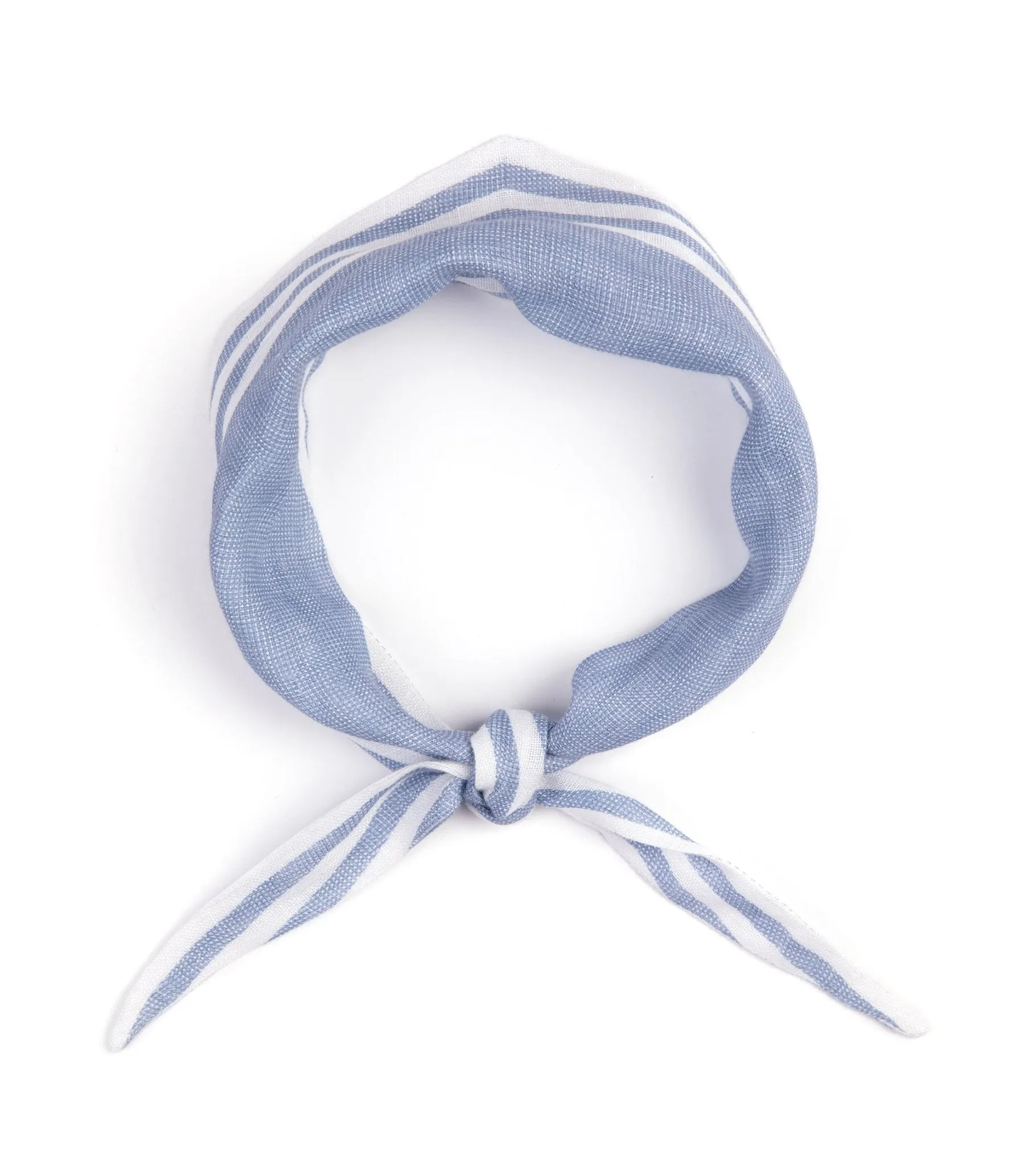 Bigi Linen Border Stripe Triangle Scarf: Light Blue