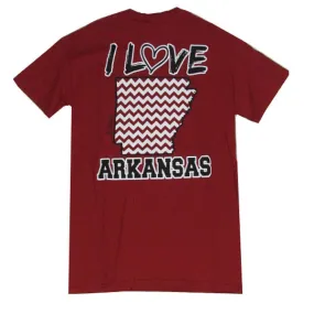 Bjaxx I Love Arkansas Chevron State Southern Girlie Bright T Shirt