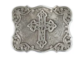 Blazin Roxx® Ladies Cross Filigree Square Silver Belt Buckle