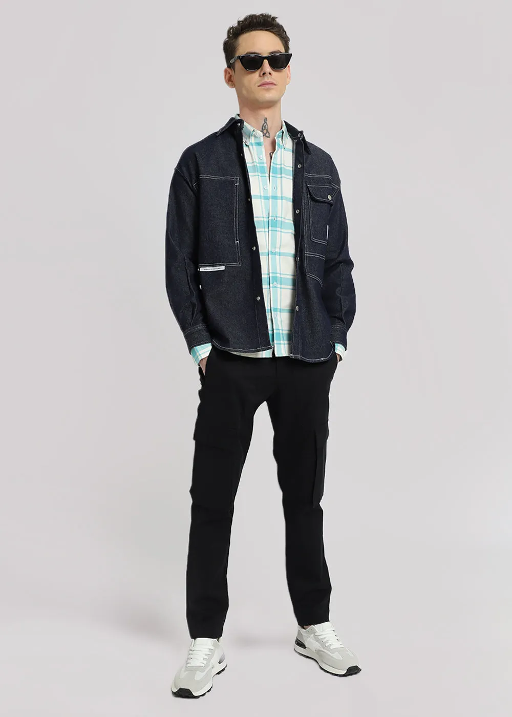 Blue Cotton Check Shirt