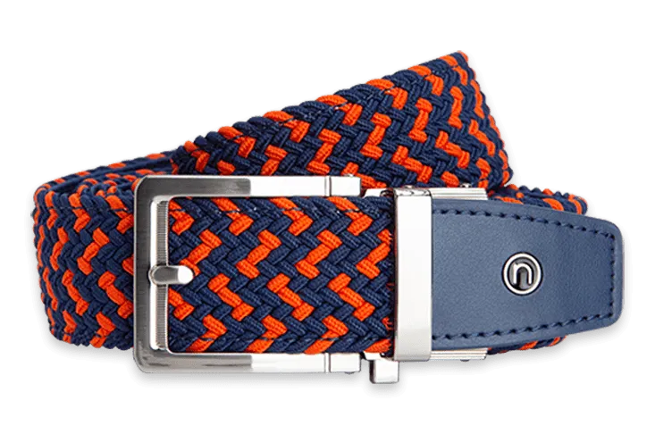 Braided Orange & Navy, 1 3/8 Strap, Golf Belt