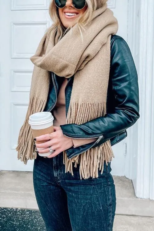 Brushed Long Fringed Scarf