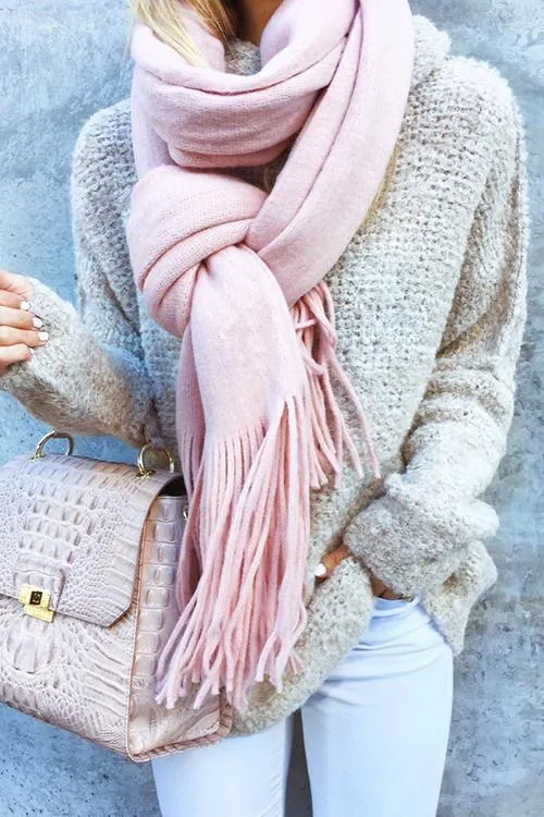 Brushed Long Fringed Scarf