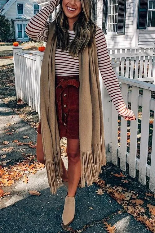 Brushed Long Fringed Scarf