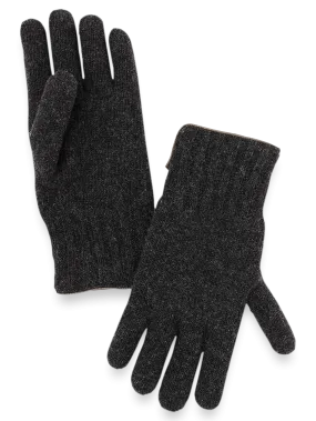 Cashmere Lined Knit Gloves - Charcoal