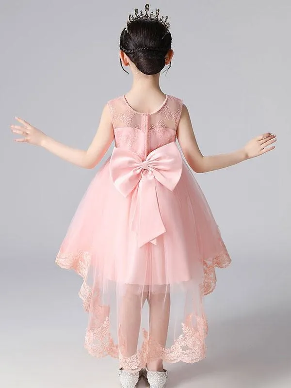 Champagne Tulle Flower Girl Dresses Jewel Neck Sleeveless Beaded Kids Party Dresses