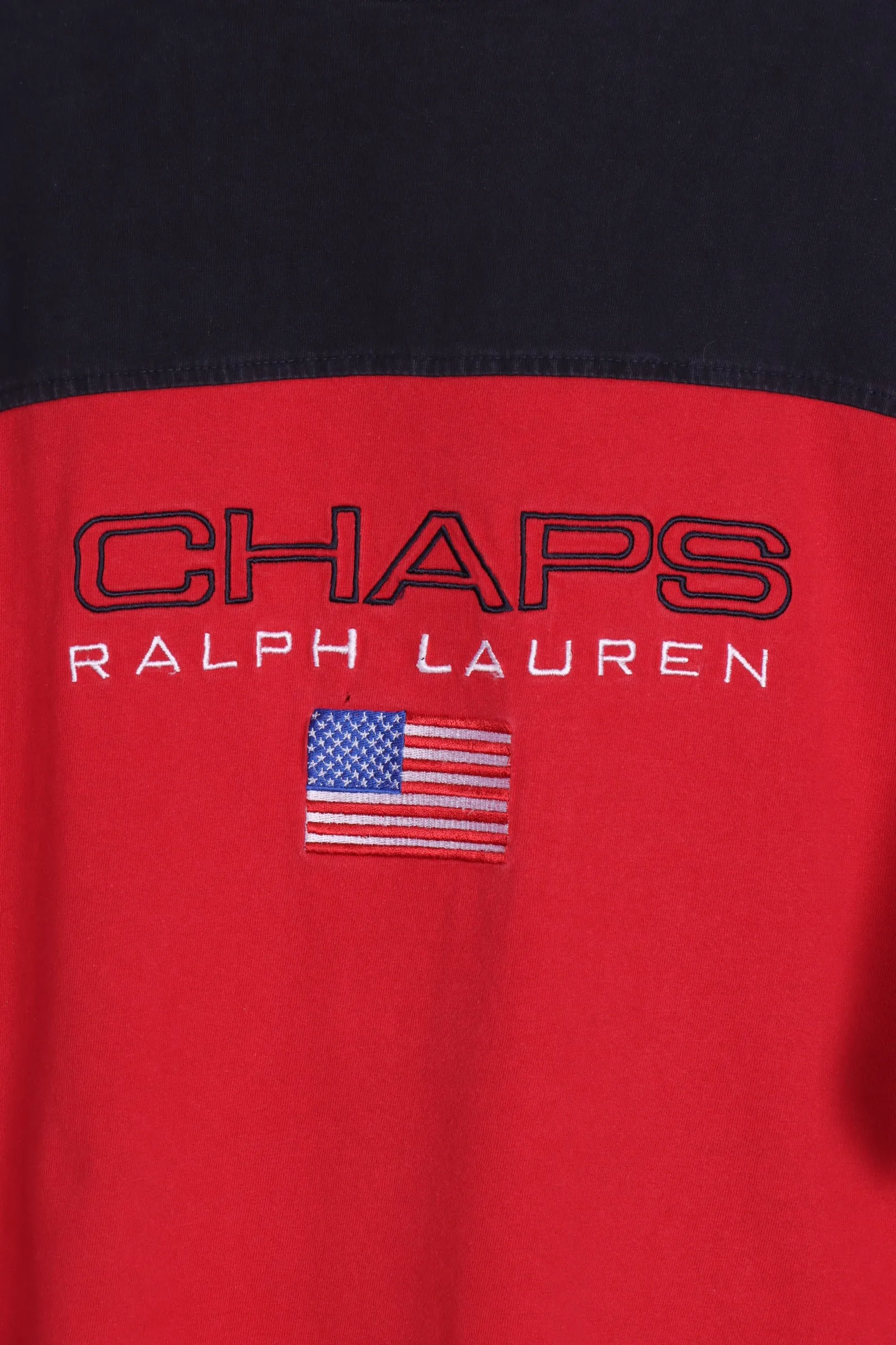 CHAPS RALPH LAUREN Embroidered Flag Two Tone Tee (XL)