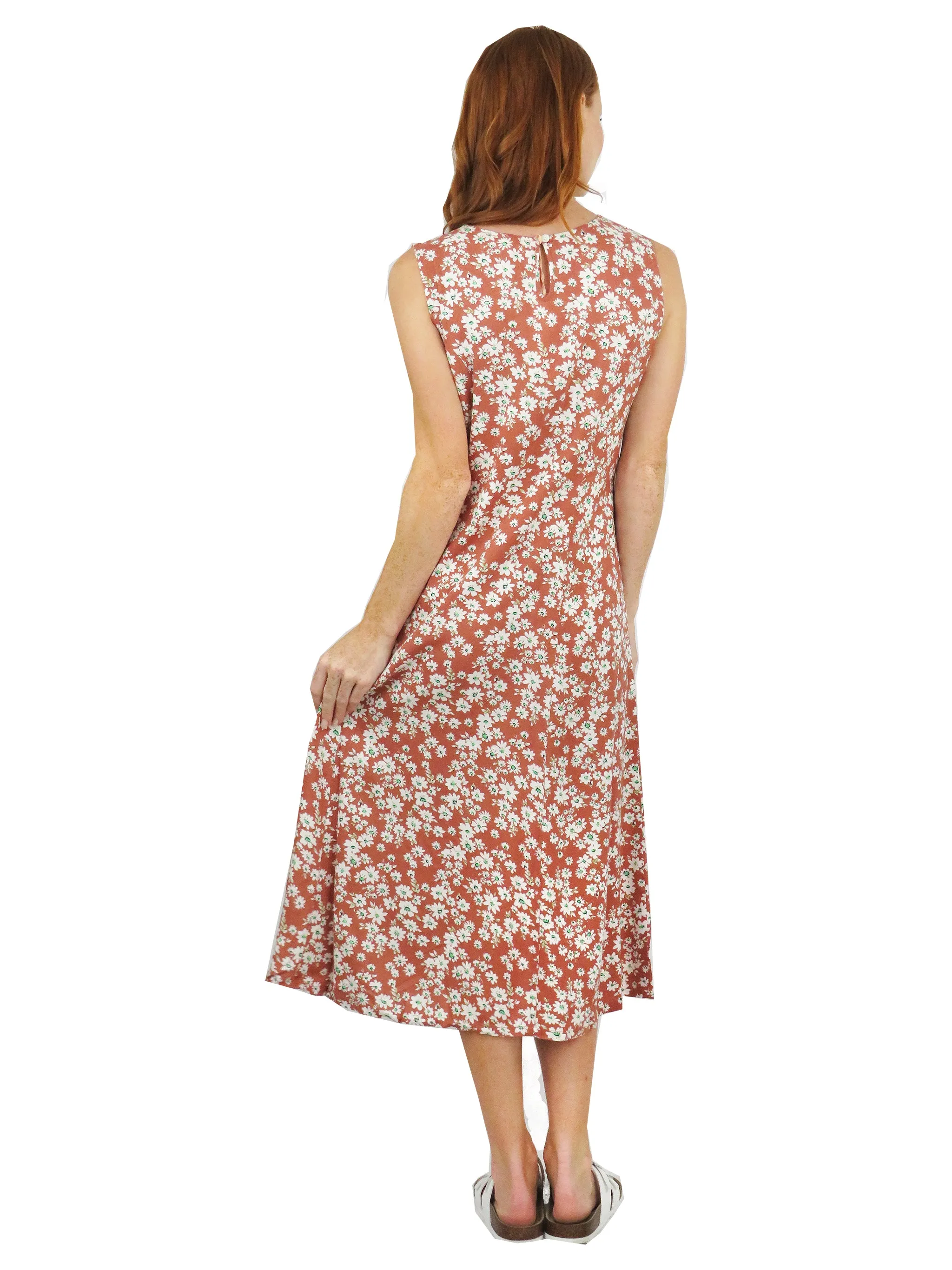 Cinnamon Floral A-line Rayon Dress