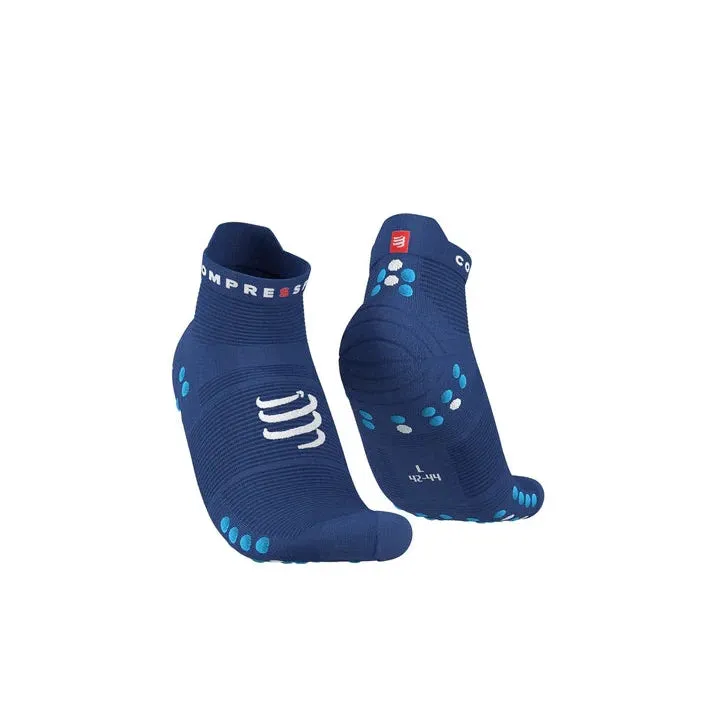 Compressport Pro Racing Socks V4.0 Ultralight Run Low - Sodalite/Fluo Blue