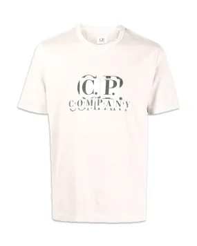 CP Company T-shirt 1020 Jersey Patch Logo Bianco