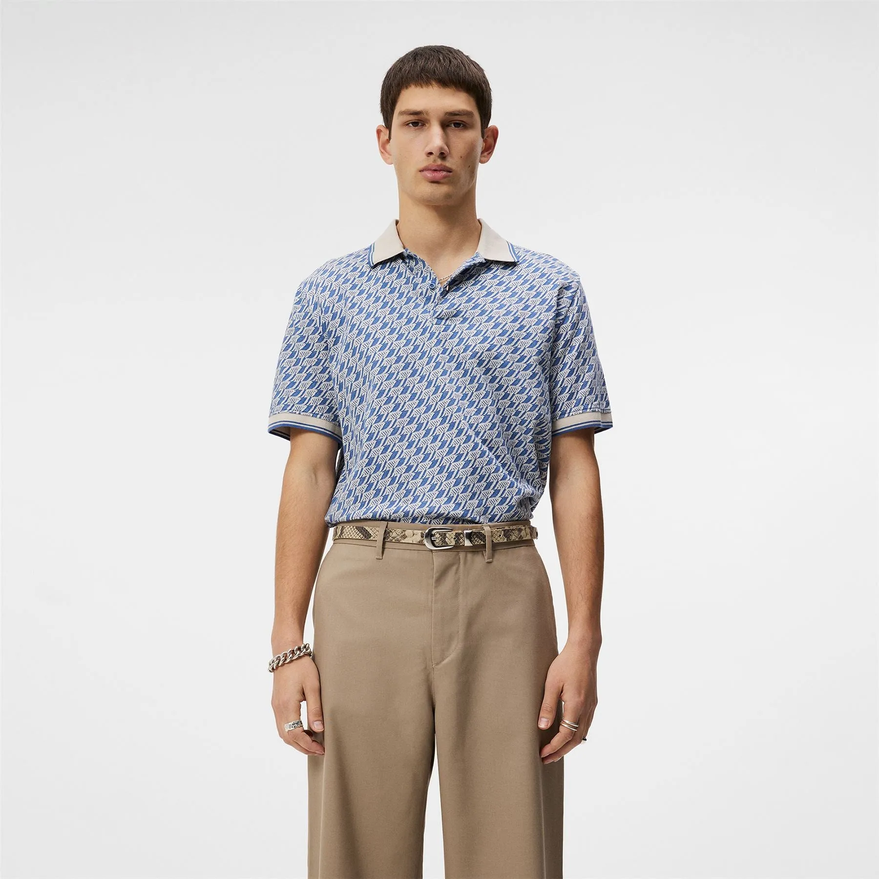 Devon Regular Fit Cotton Jacquard Polo Bijou Blue - SS24