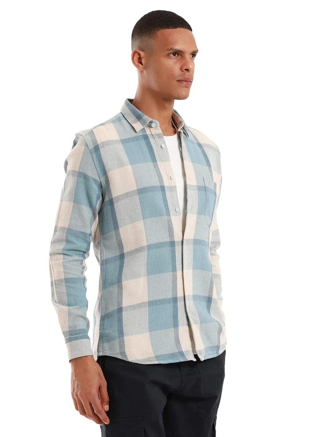 Dobby Light Blue Check Shirt