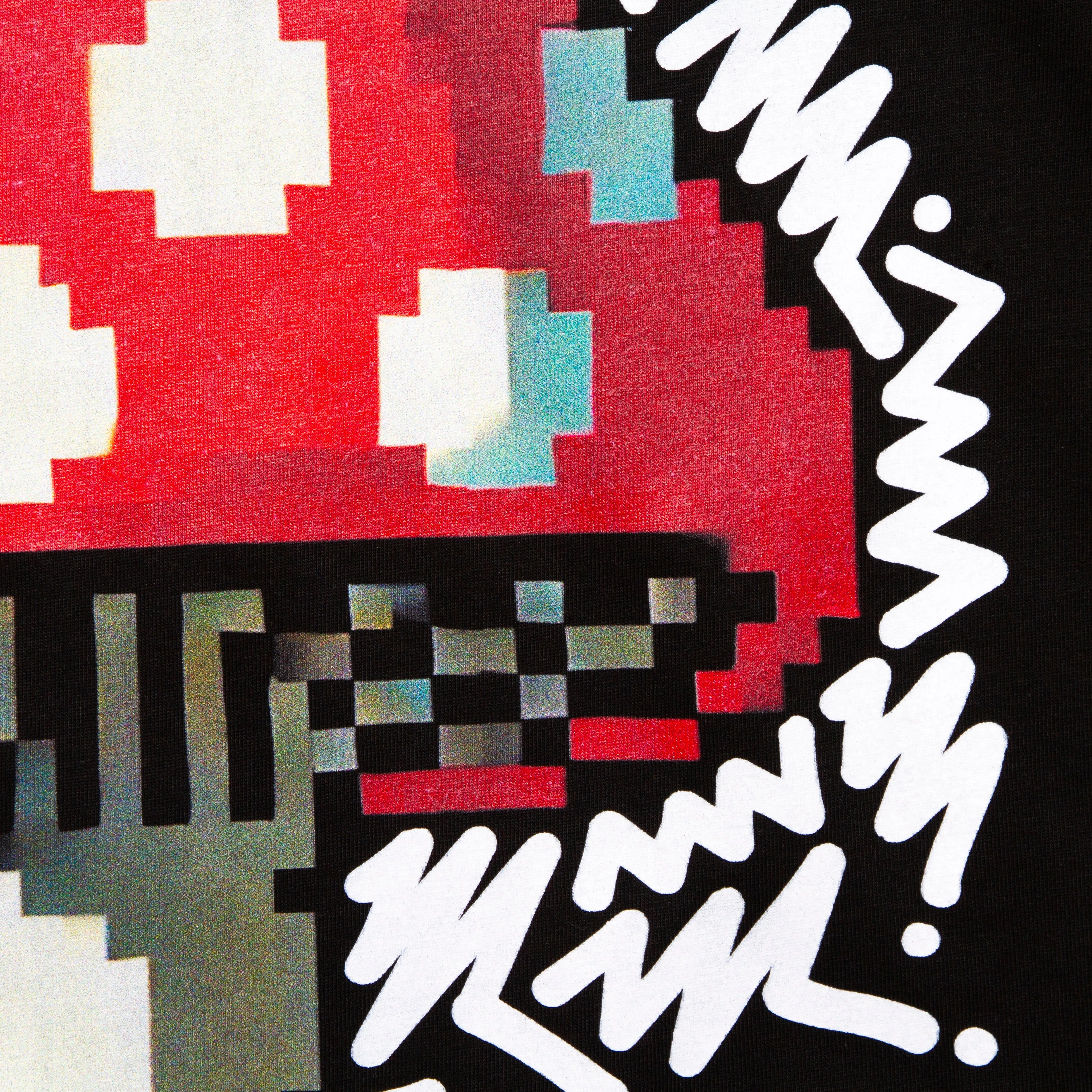 Doodle Pixel Shroom Front Print - Tshirt - Black