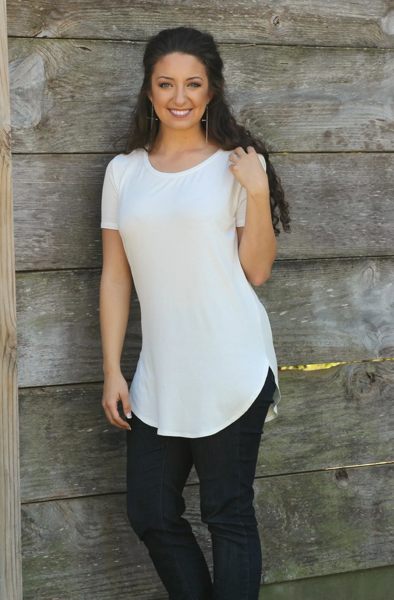 Emma Tunic in Ivory Short Sleeve