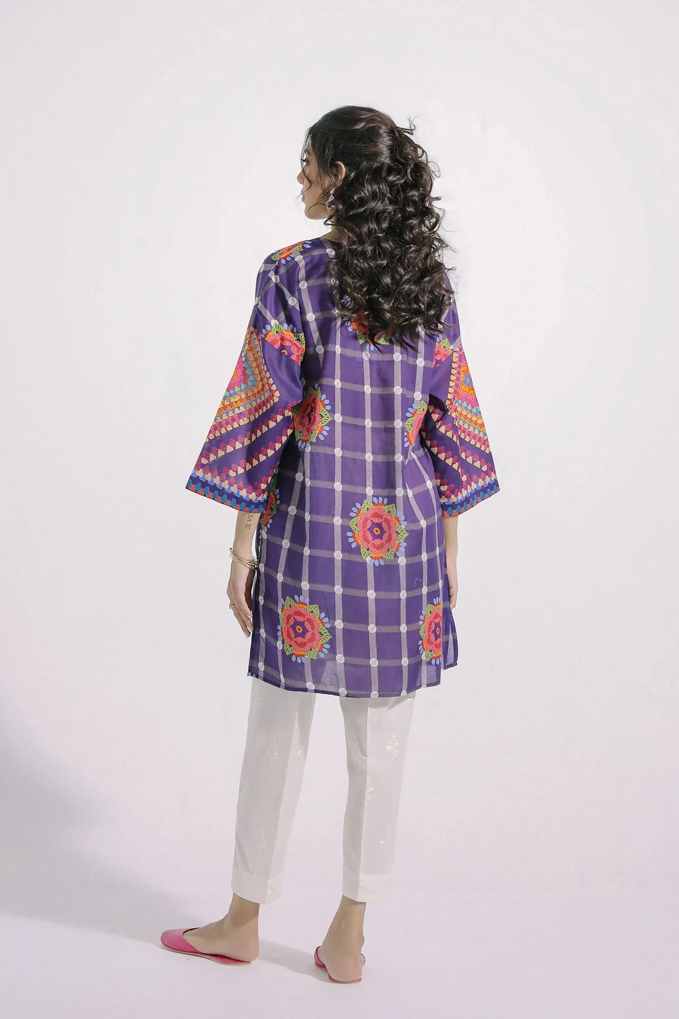 Ethnic Violet Printed Lawn Shirt