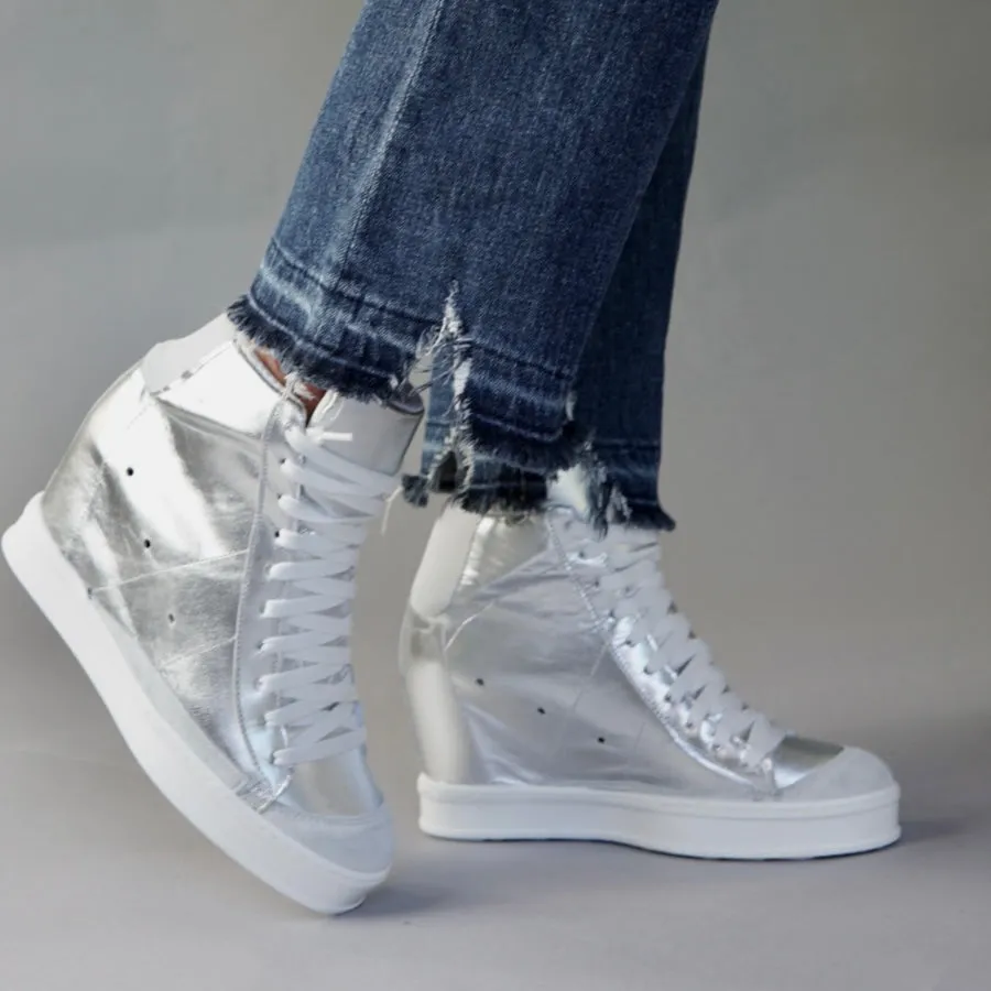 Fearless Silver Wedge Sneaker