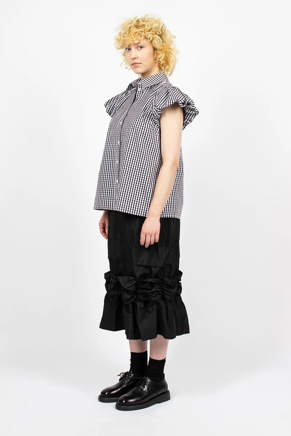 Fishtail Skirt Gathered Ribbon Black