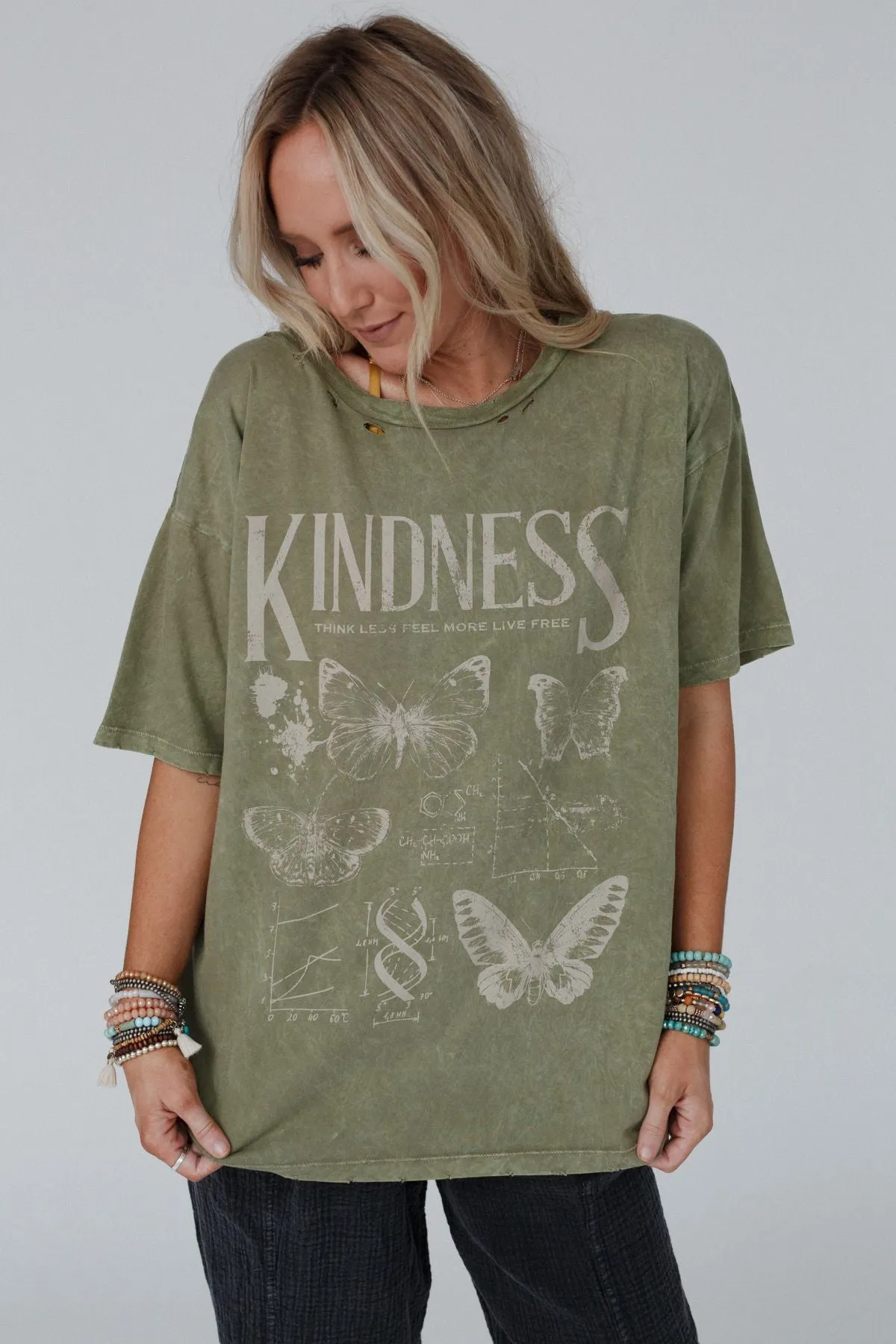 Fluttering Kindness Graphic Tee - Green