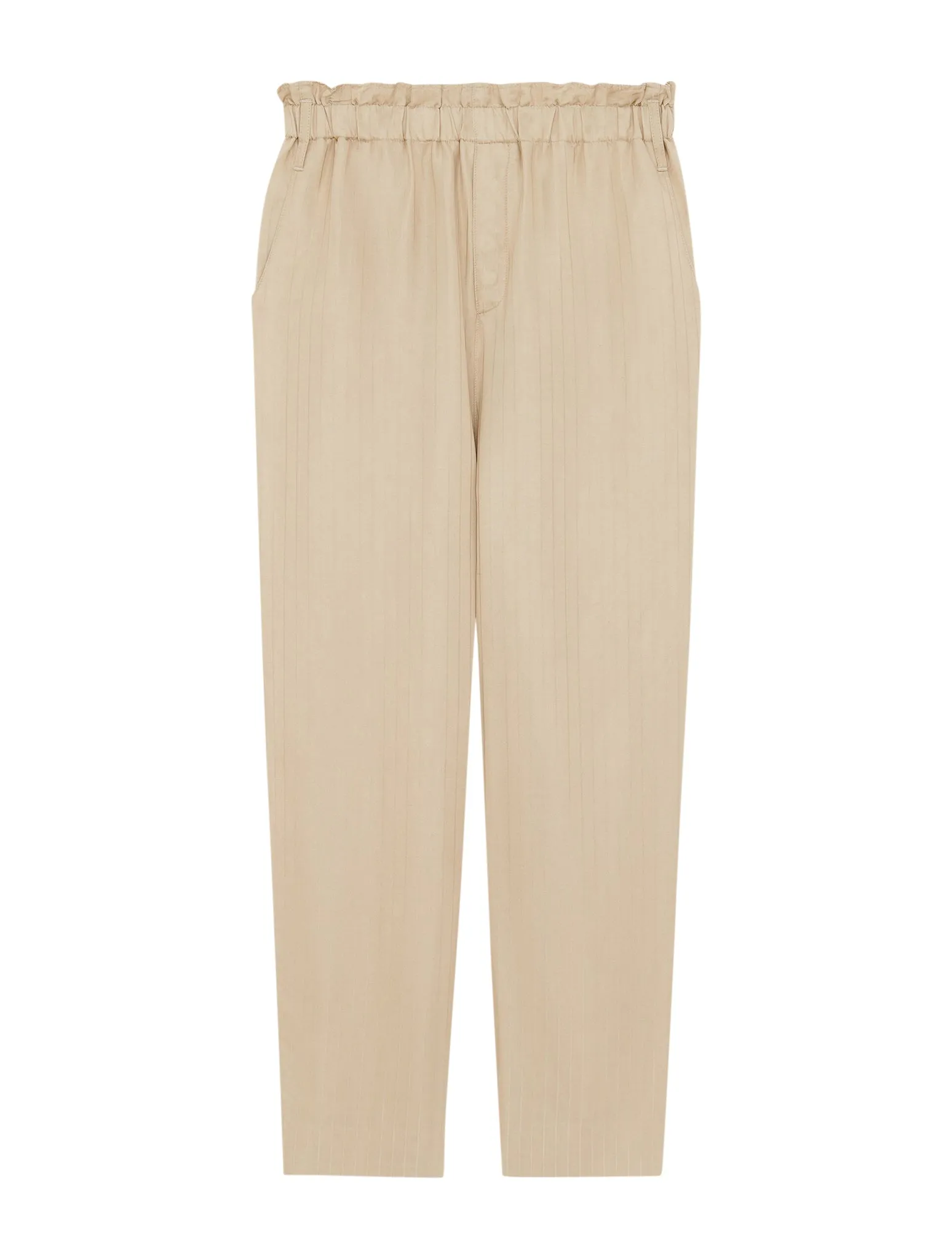 HIGH-WAISTED SILK TROUSERS WITH MATTE AND GLOSSY STRIPES