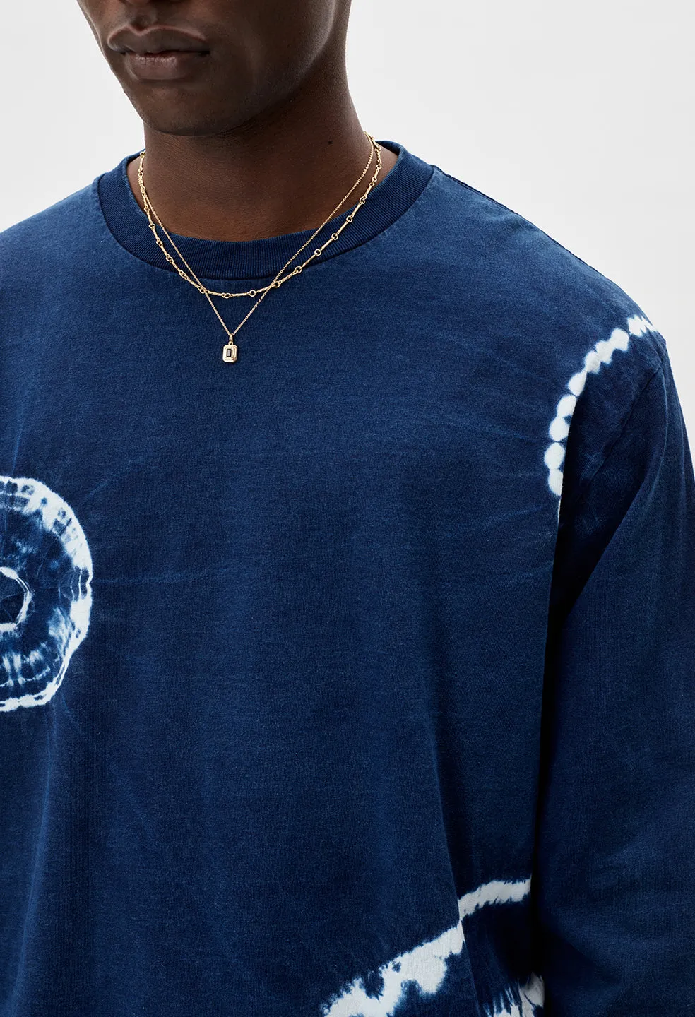 Indigo Shibori LS University Tee / Indigo