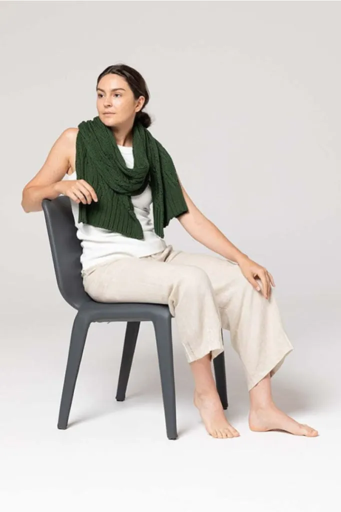 Indus Design - Chunky Cable Knit Scarf - Eucalyptus