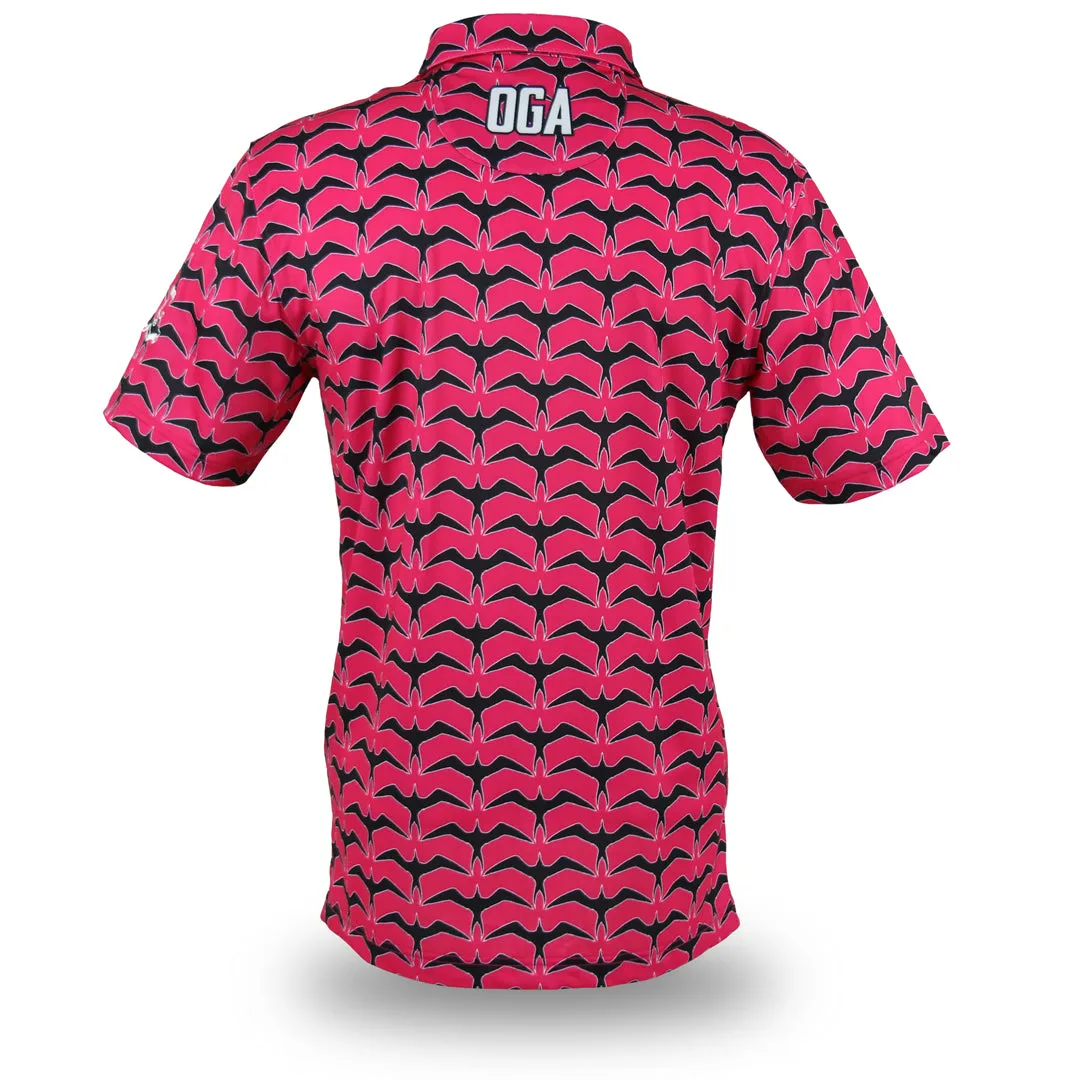 Iwa Flock Pink Sky - OGA Men's Polo - Magenta / Black