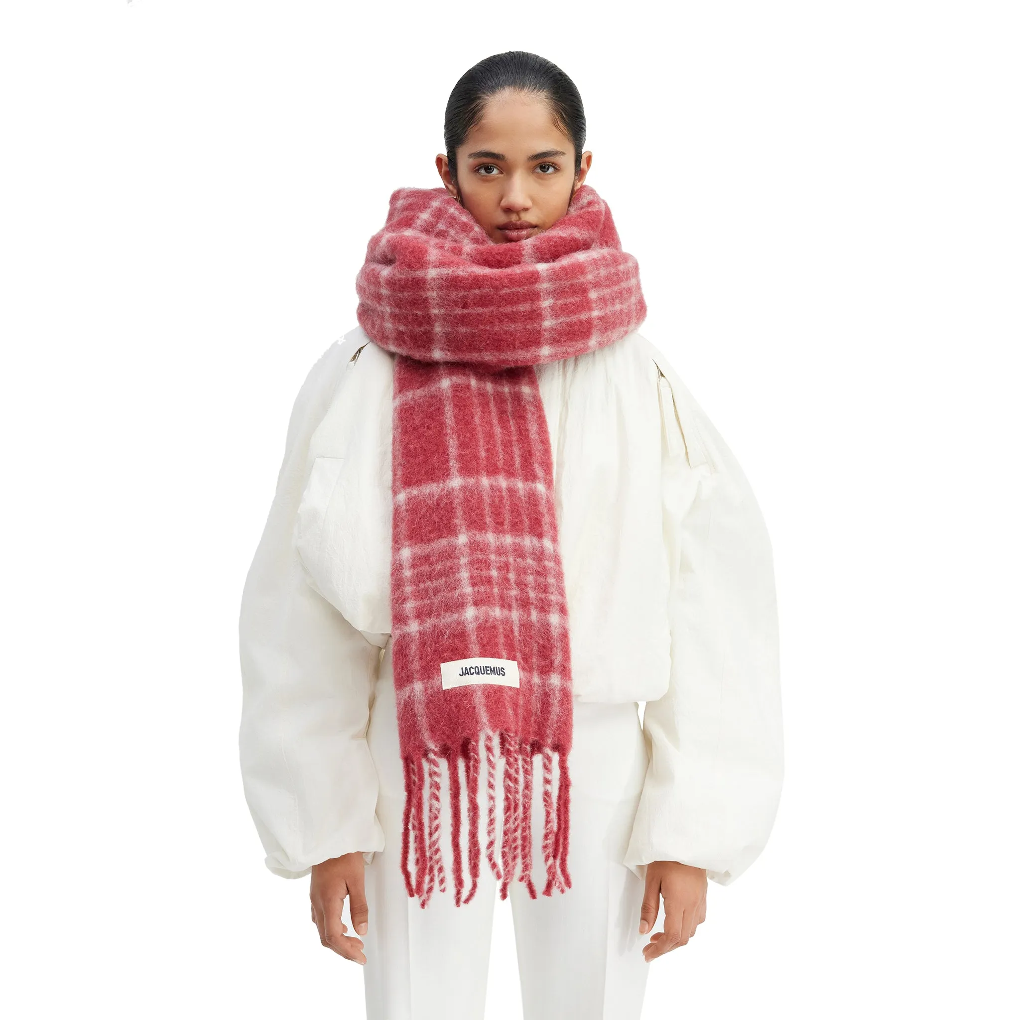 Jacquemus L'echarpe Carro Checked Red Scarf