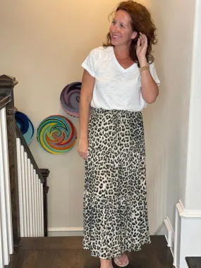 Karen Kane Tiered Midi Skirt in Leopard