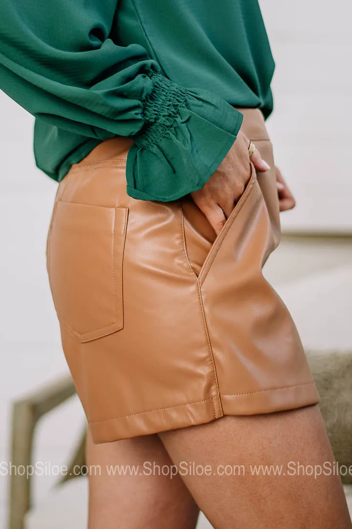 Keep The Story Going Faux Leather Skort