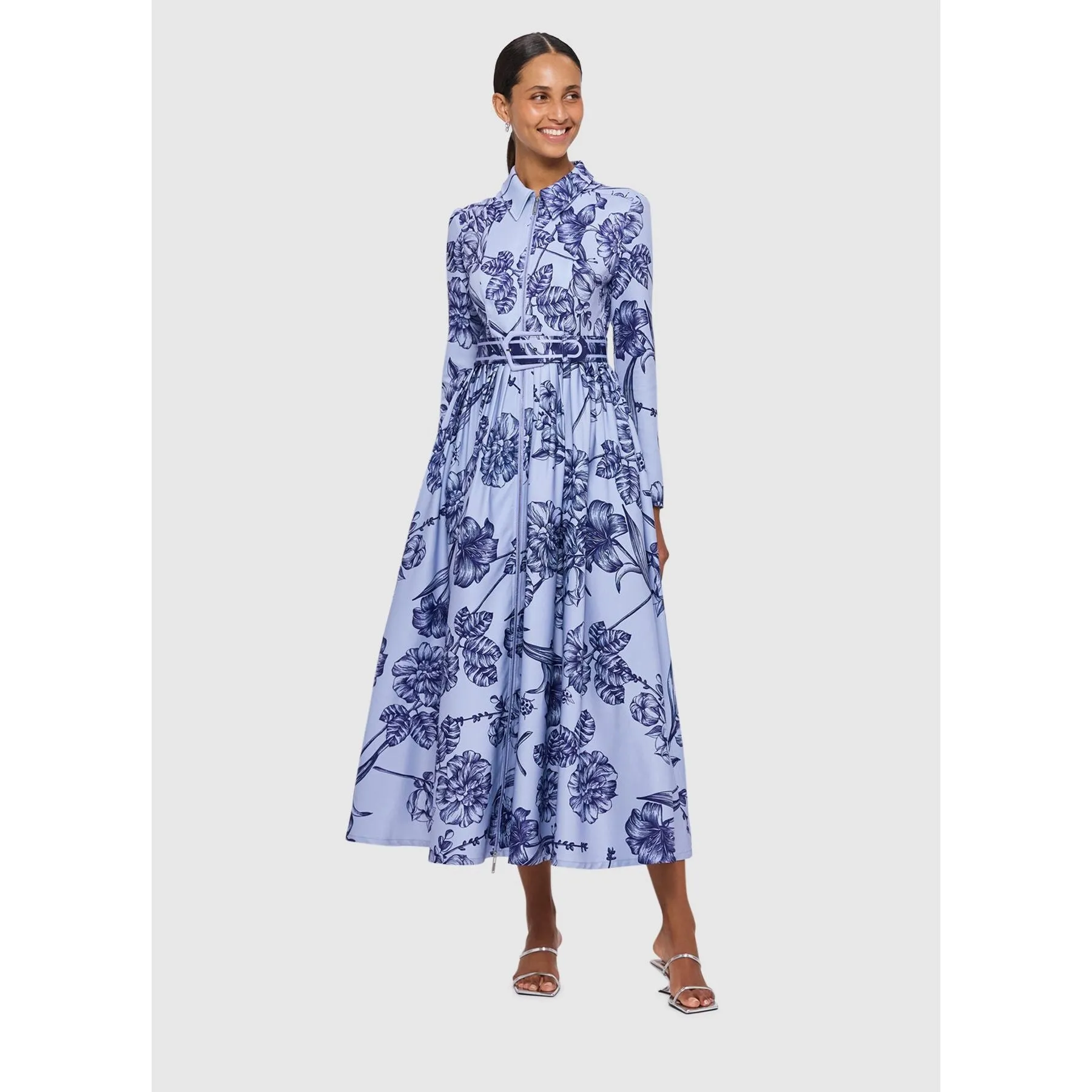 Leo Lin Renee Midi Dress - Harmony Print in Hyacinth