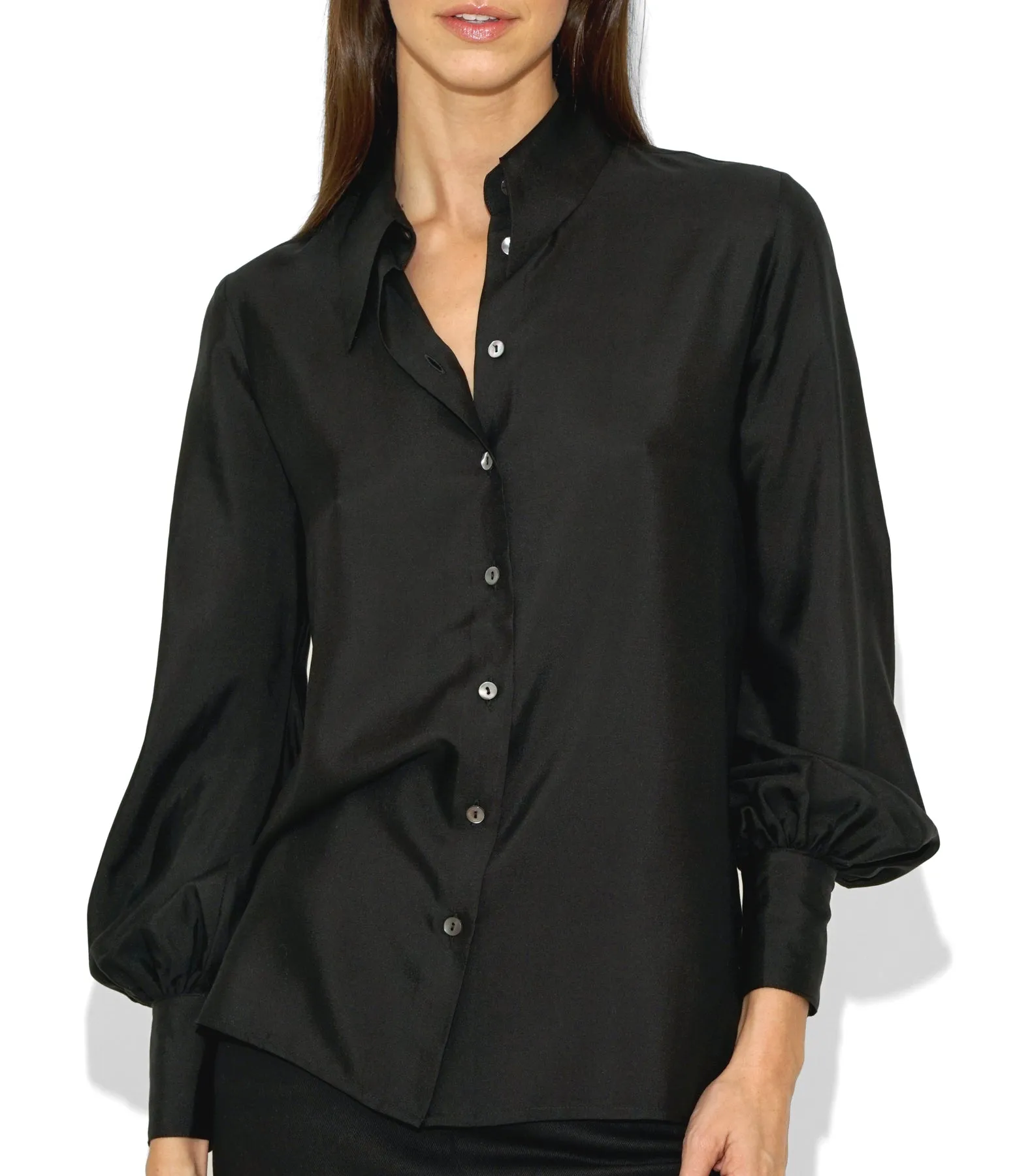 LINDA SILK SHIRT BLACK