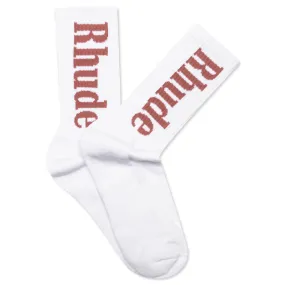 Logo Sock - White/Mauve