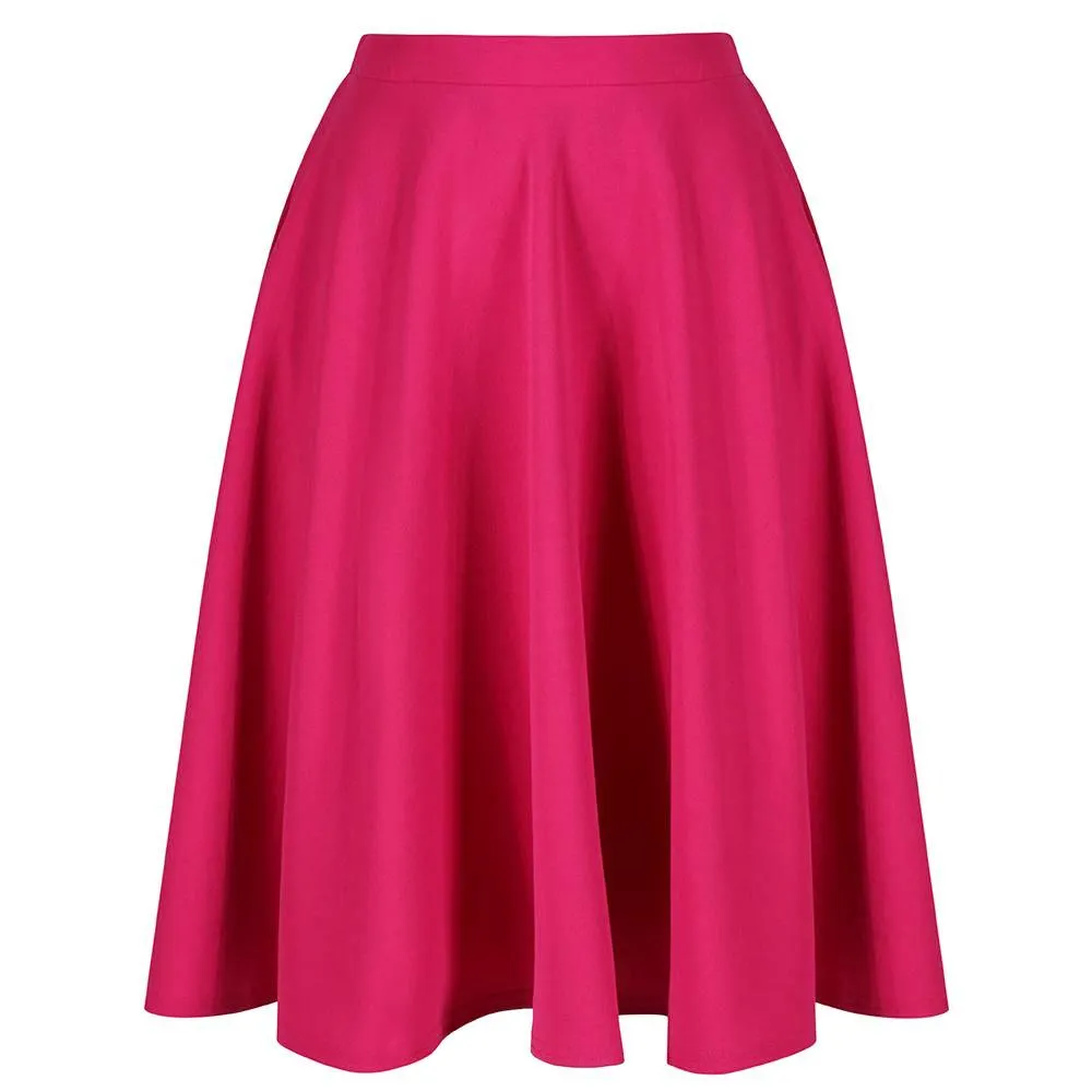 Magenta 1950s Vintage Rockabilly Swing Skirt