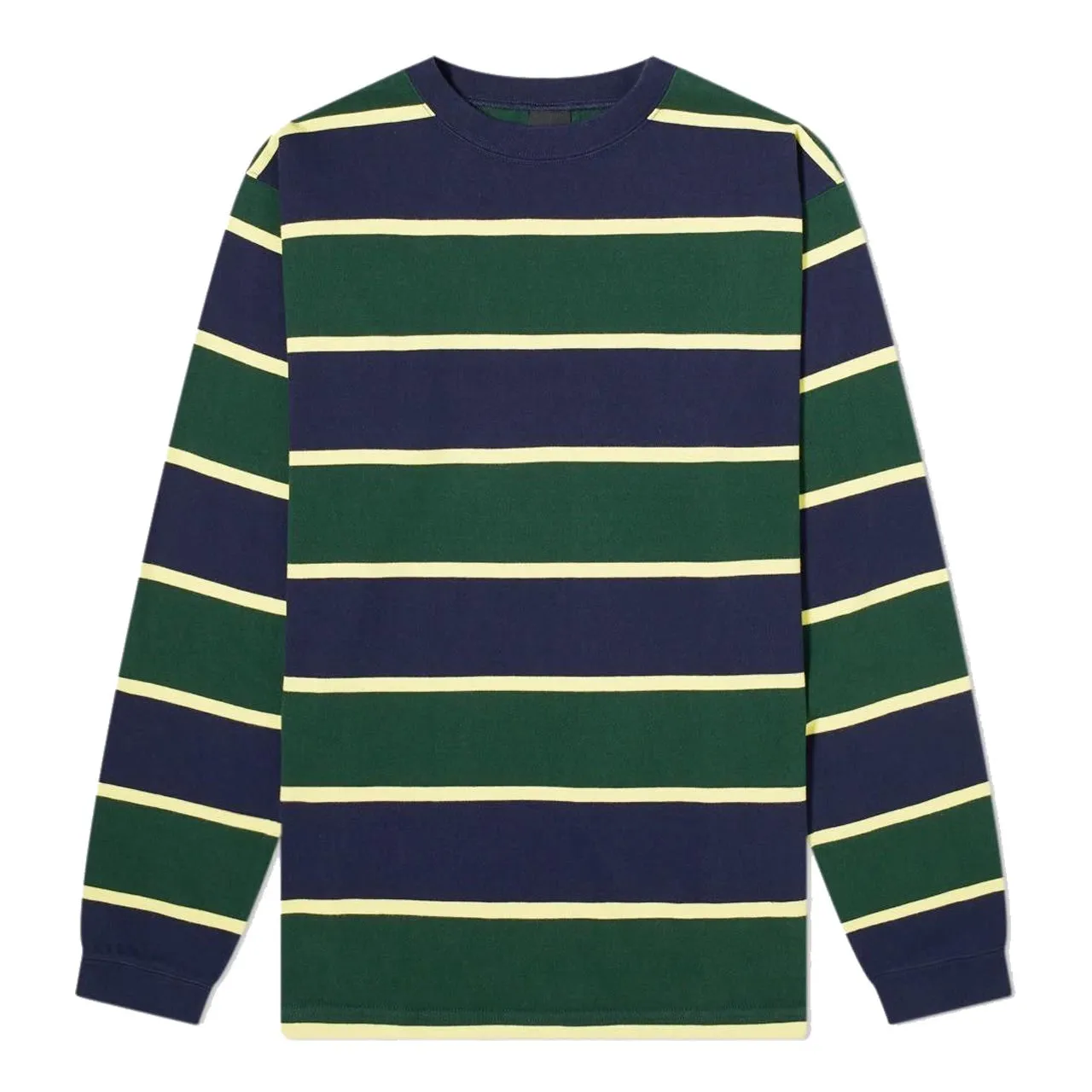 MANASTASH Aberdeen Rugger Long Sleeve Rugby Stripe T-Shirt Navy Green