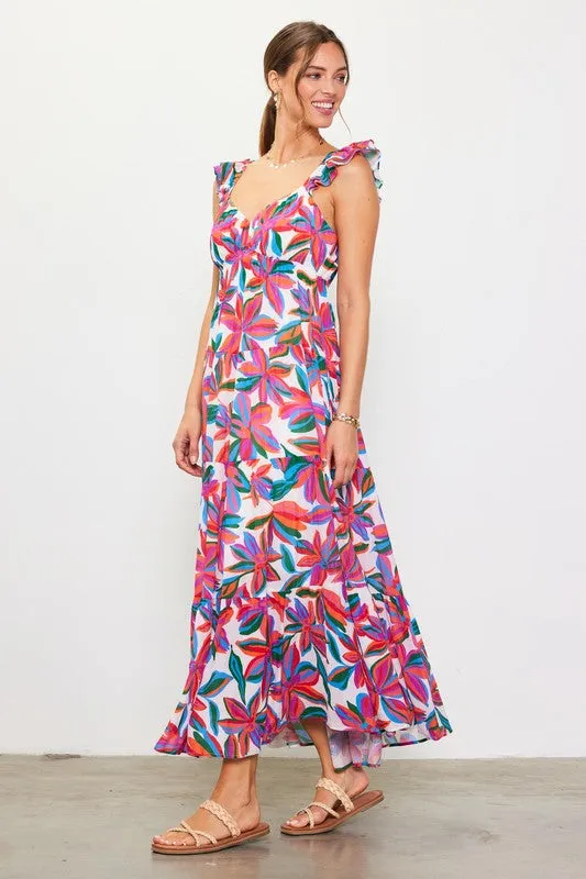 McKay Floral Ruffle Sleeve Maxi