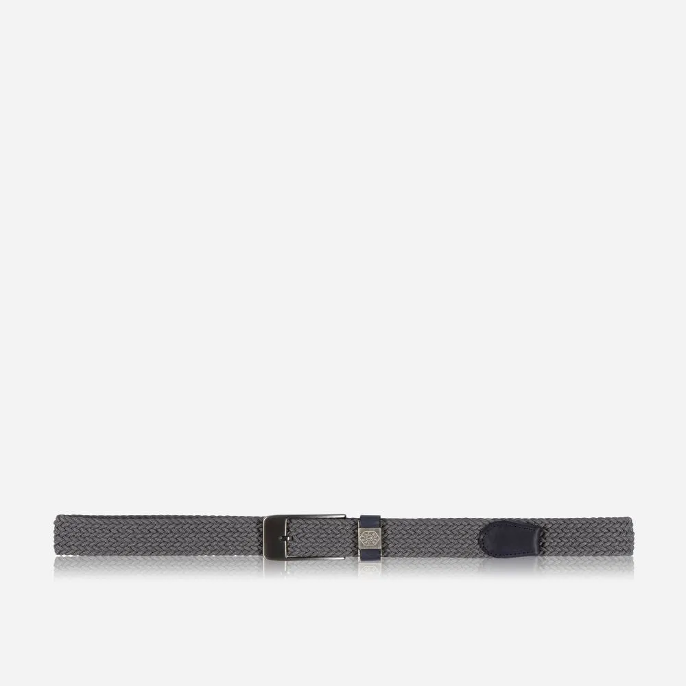 Men's Elasticated Braided Belt, Grey