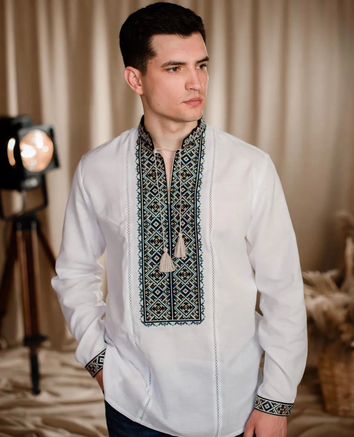 Men's Embroidered Shirt Carpathian Fog