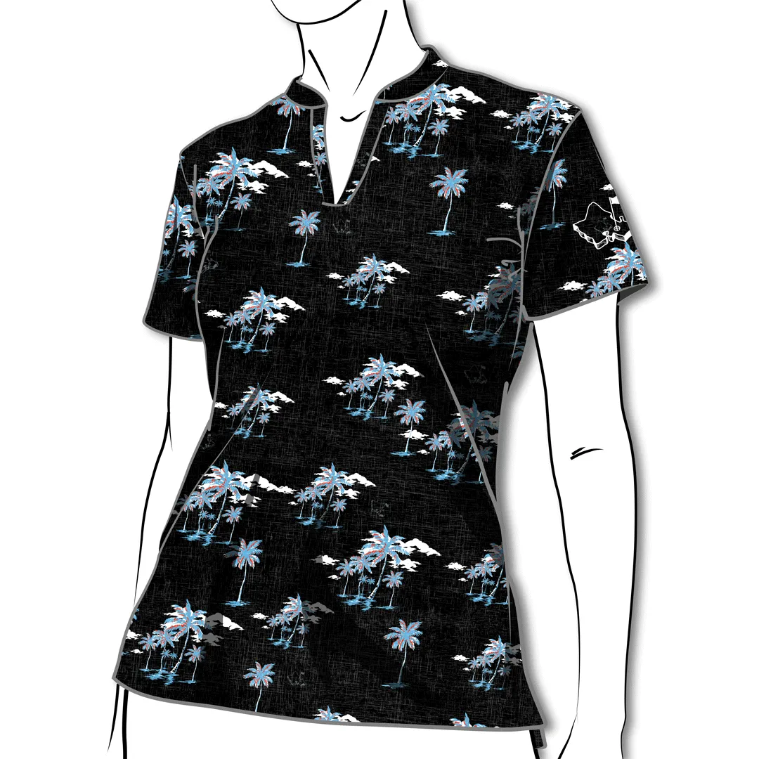 Midnight Palms - OGA Ladies Polo - Vintage Black