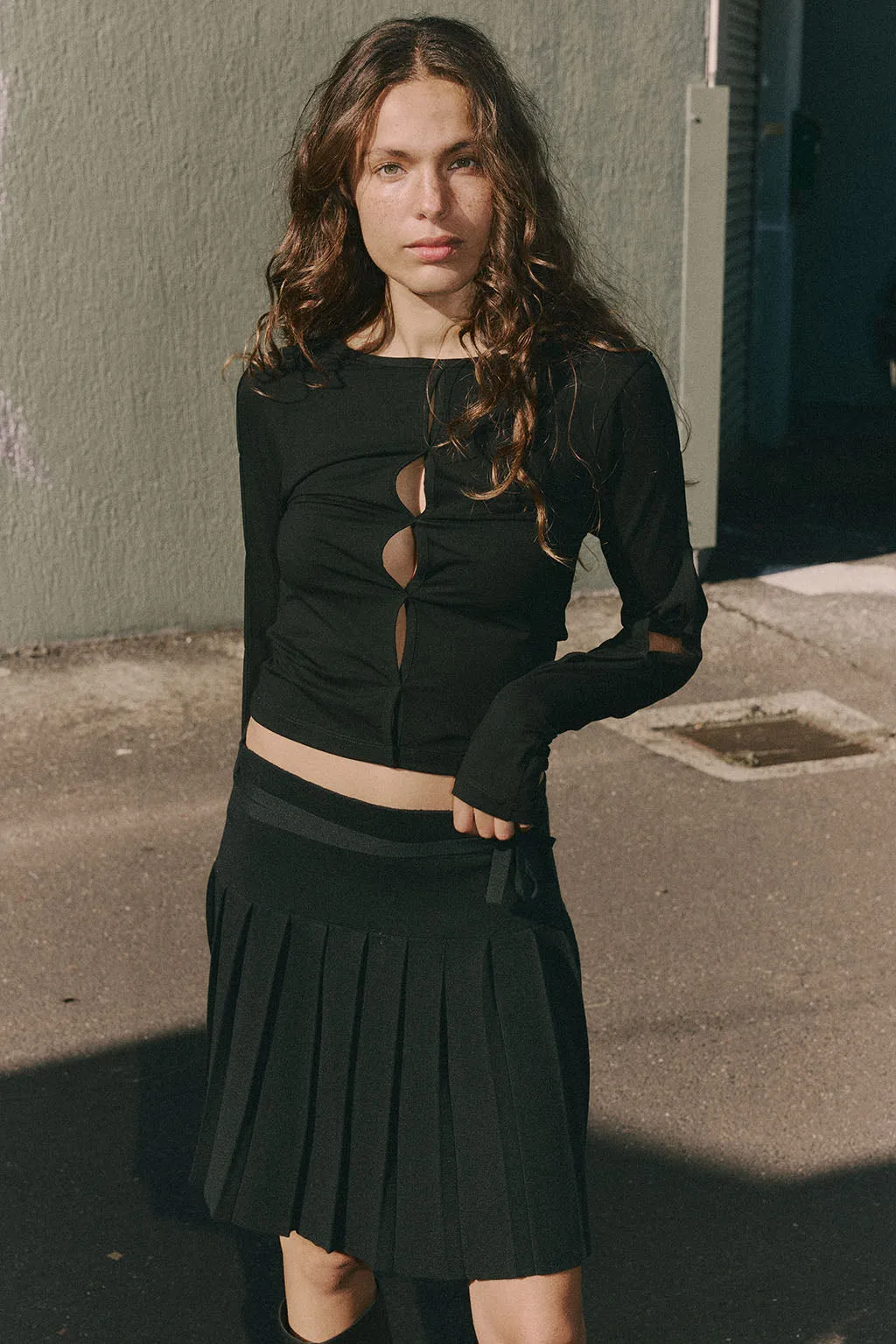 Muse The Label -  Knit Pleat Skirt - Black