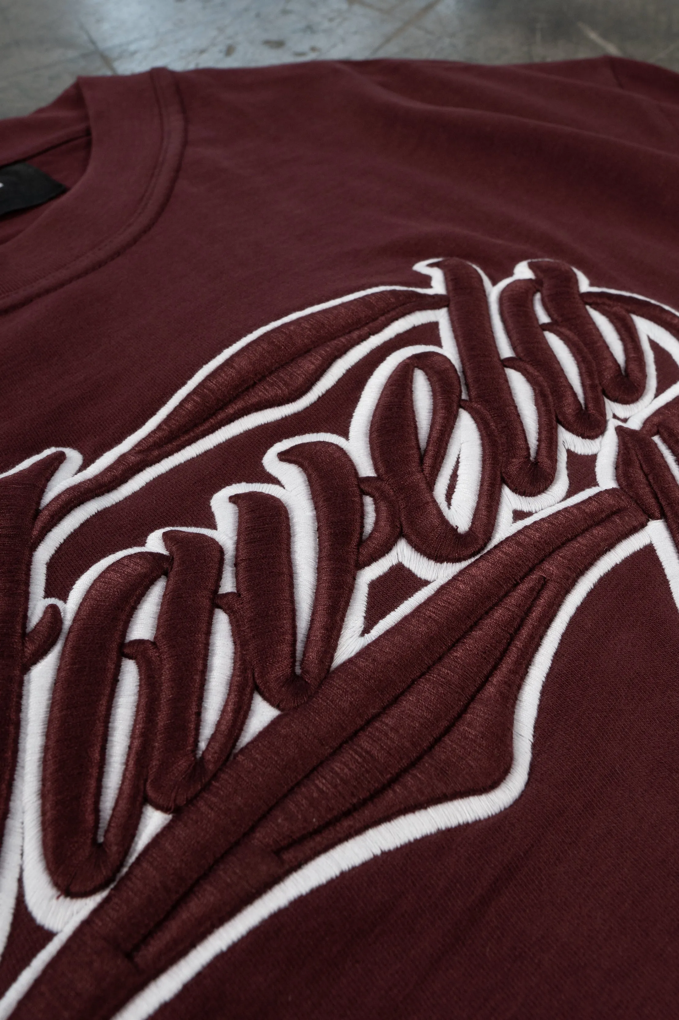 NEW 3D COLLEGE BURGUNDY T-SHIRT