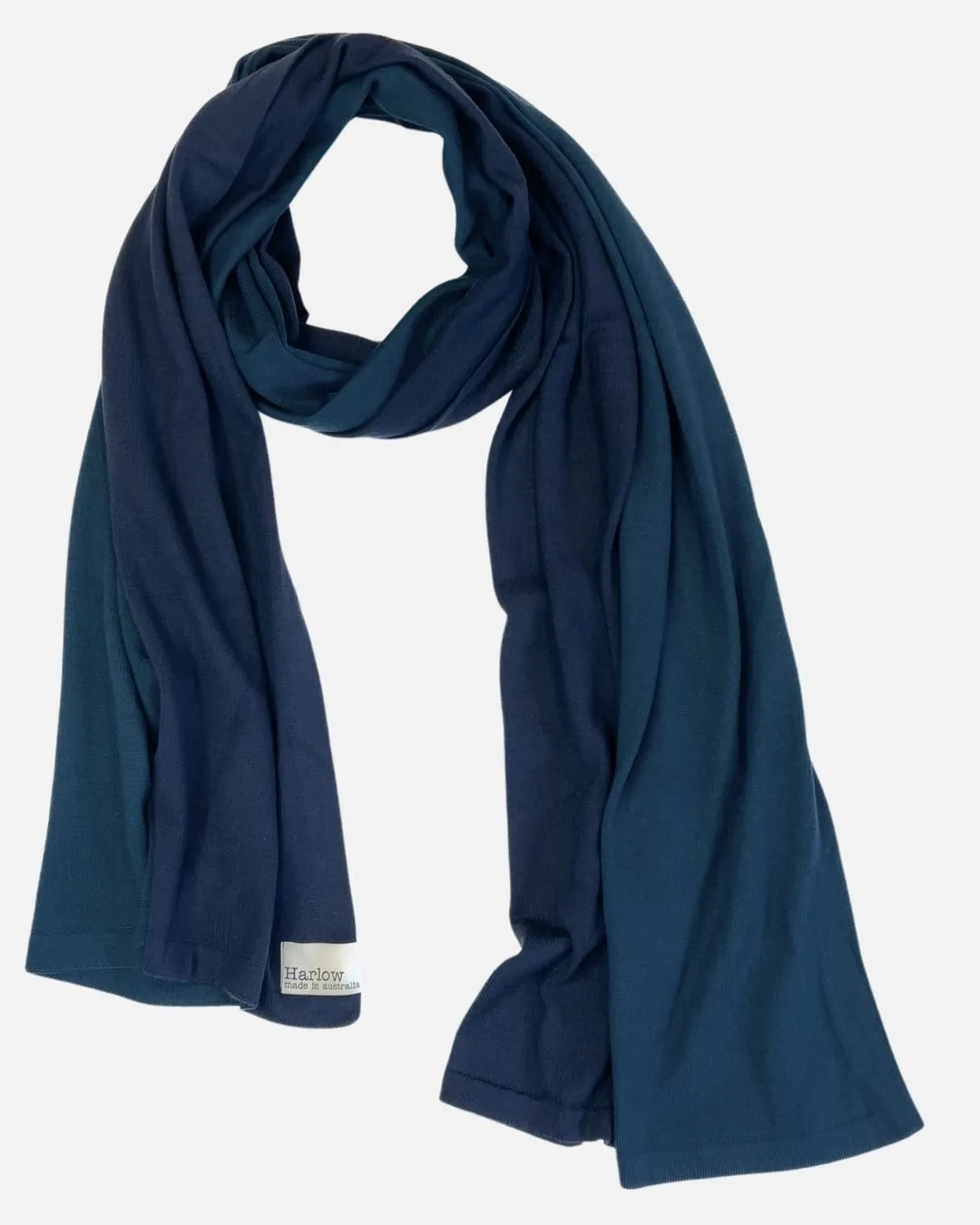 New Beginning Two Tone Australian Merino Scarf - Teal/Indigo