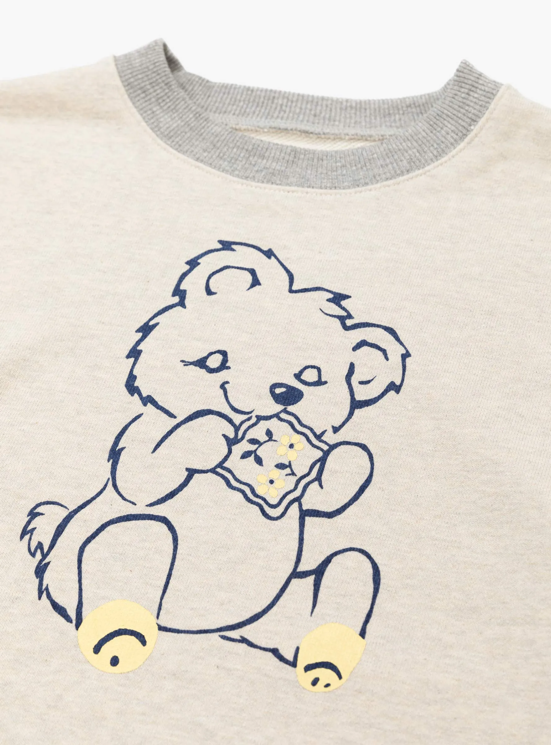 Peckish Little Bear Crewneck Ecru & Grey