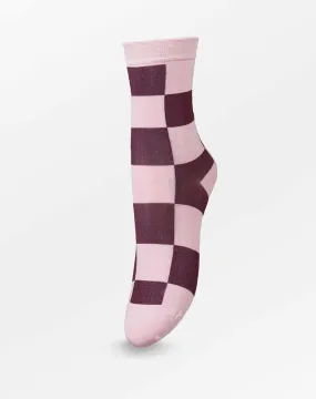 PETULA CHECK SOCK -  MAUVE MIST